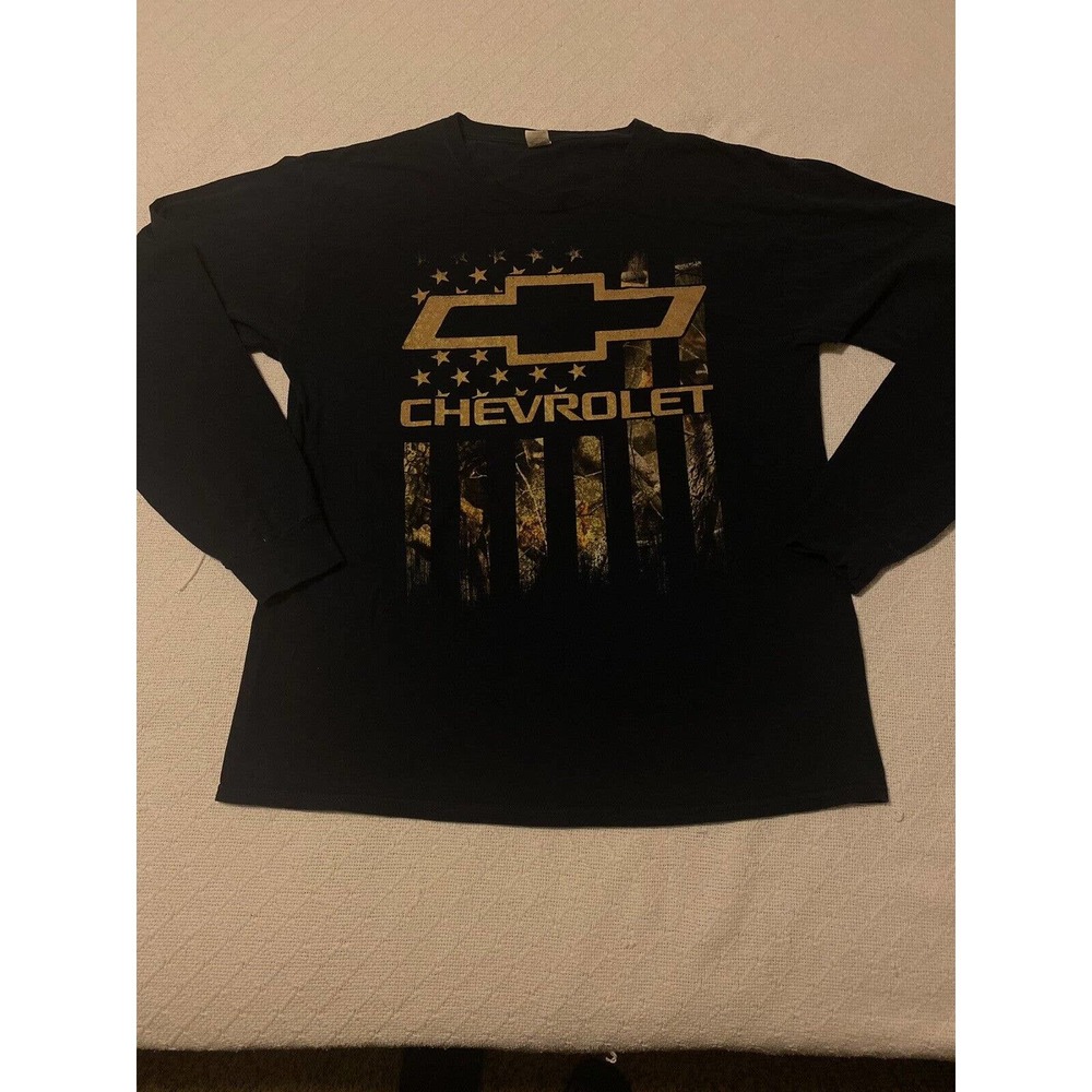 Chevrolet Black Shirt Mens Size L Long Sleeve Fruit Of The Loom No Tag Size